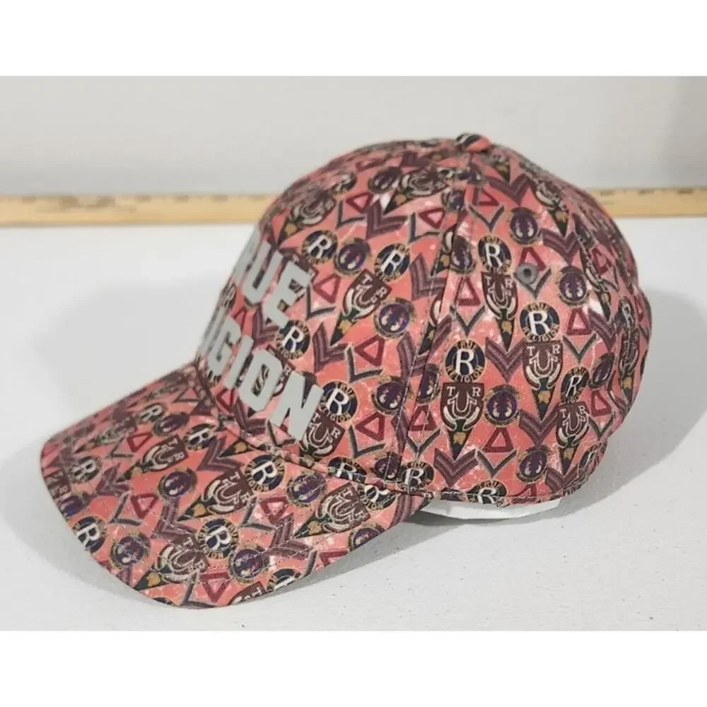 True Religion Hat Cap Allover Print Adjustable Strapback